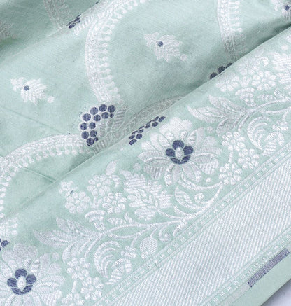 Banarasi Silk Brocade Pastel Green Saree
