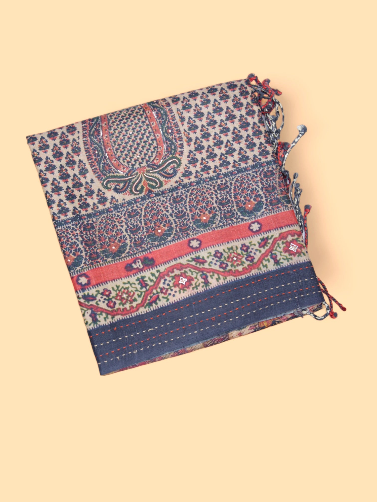 Tussar Printed Grey Saree