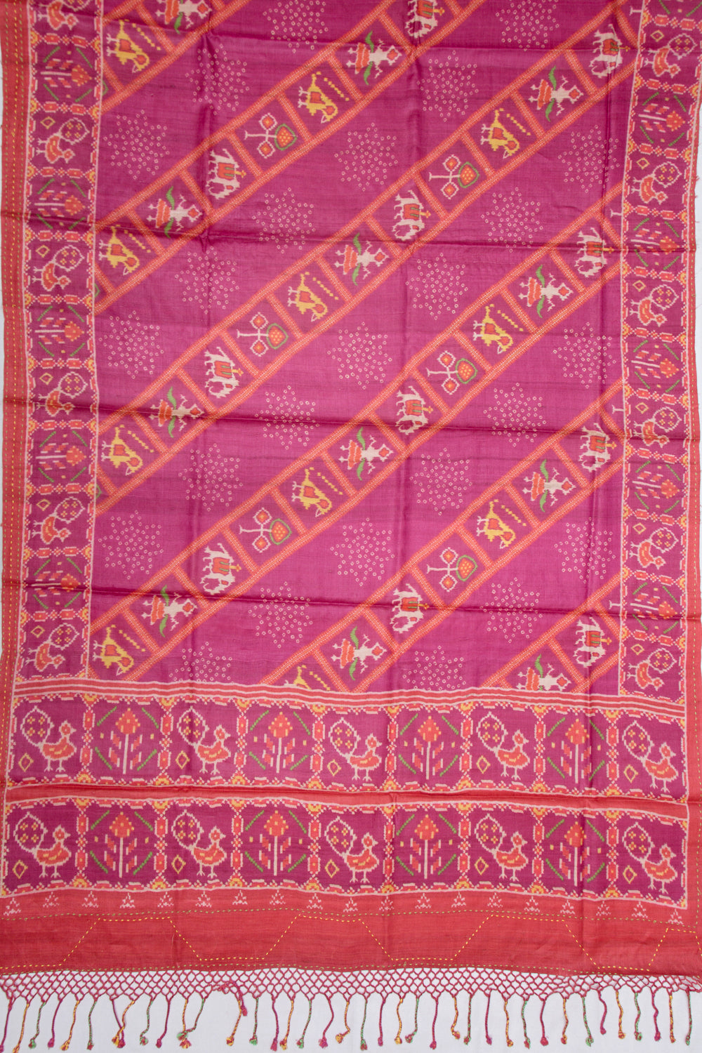 Tussar Printed Pink Saree