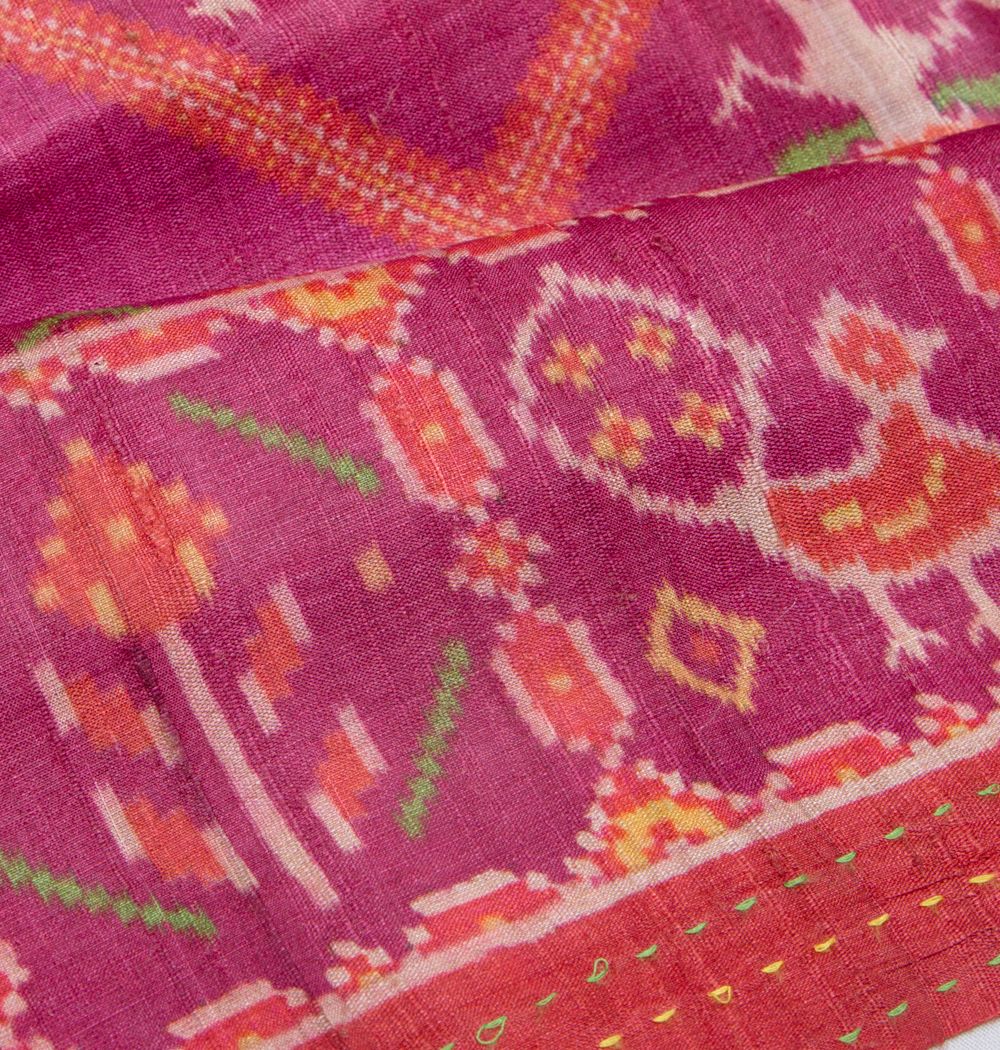 Tussar Printed Pink Saree
