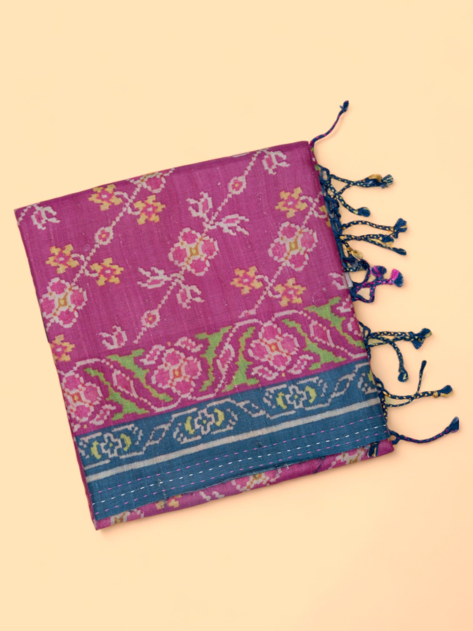 Tussar Printed Pink Saree