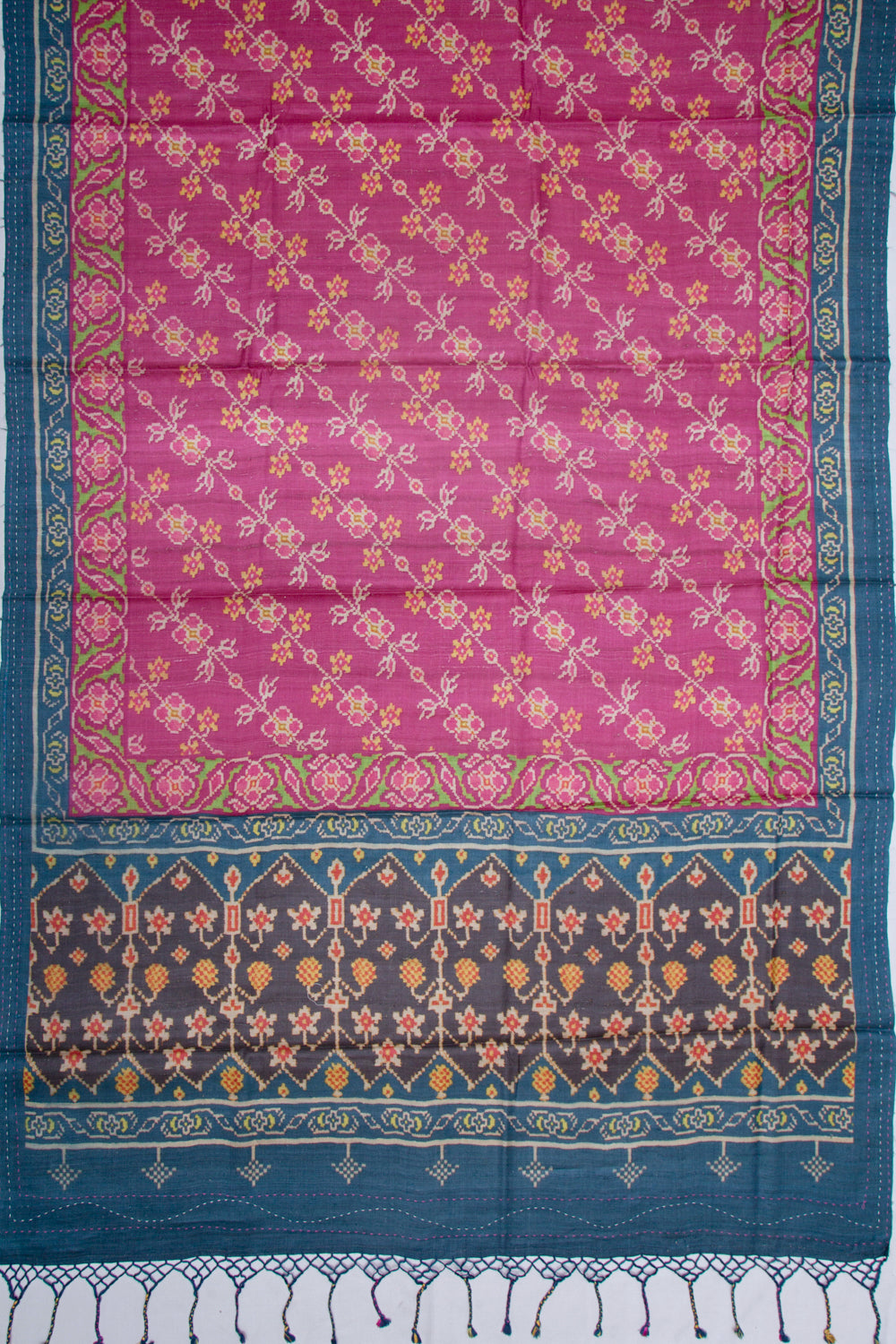 Tussar Printed Pink Saree
