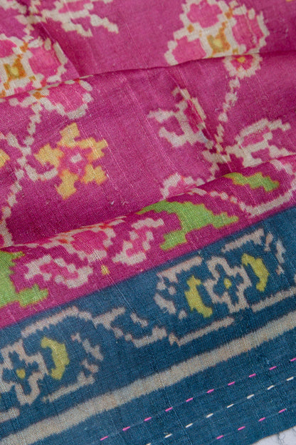Tussar Printed Pink Saree