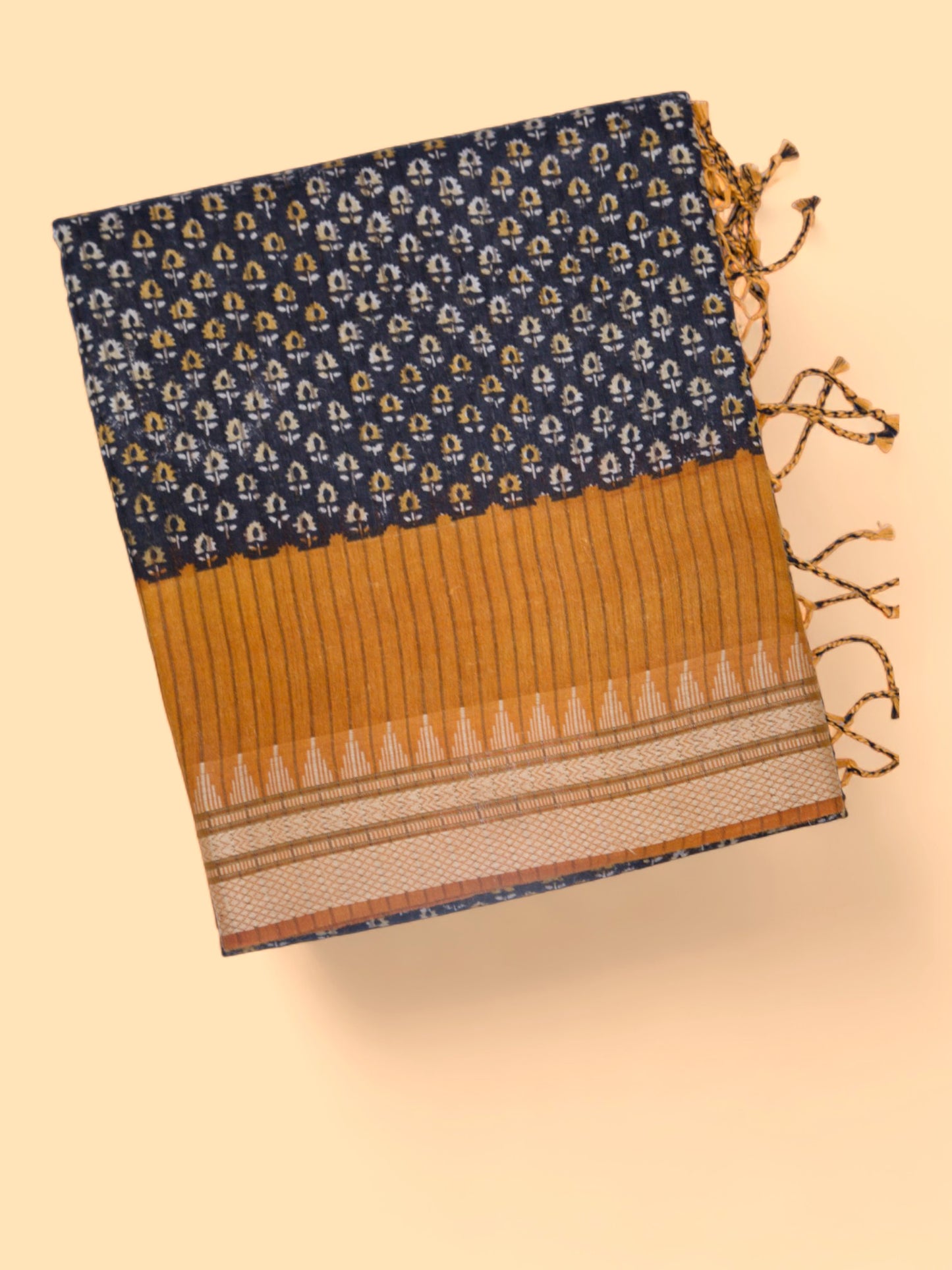 Tussar Printed Black Saree