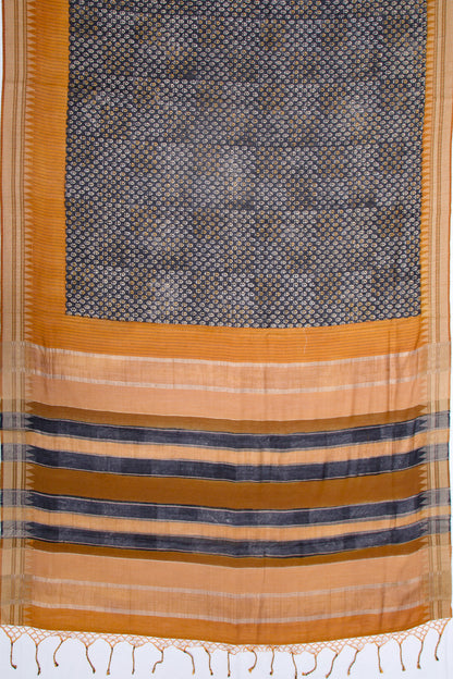 Tussar Printed Black Saree