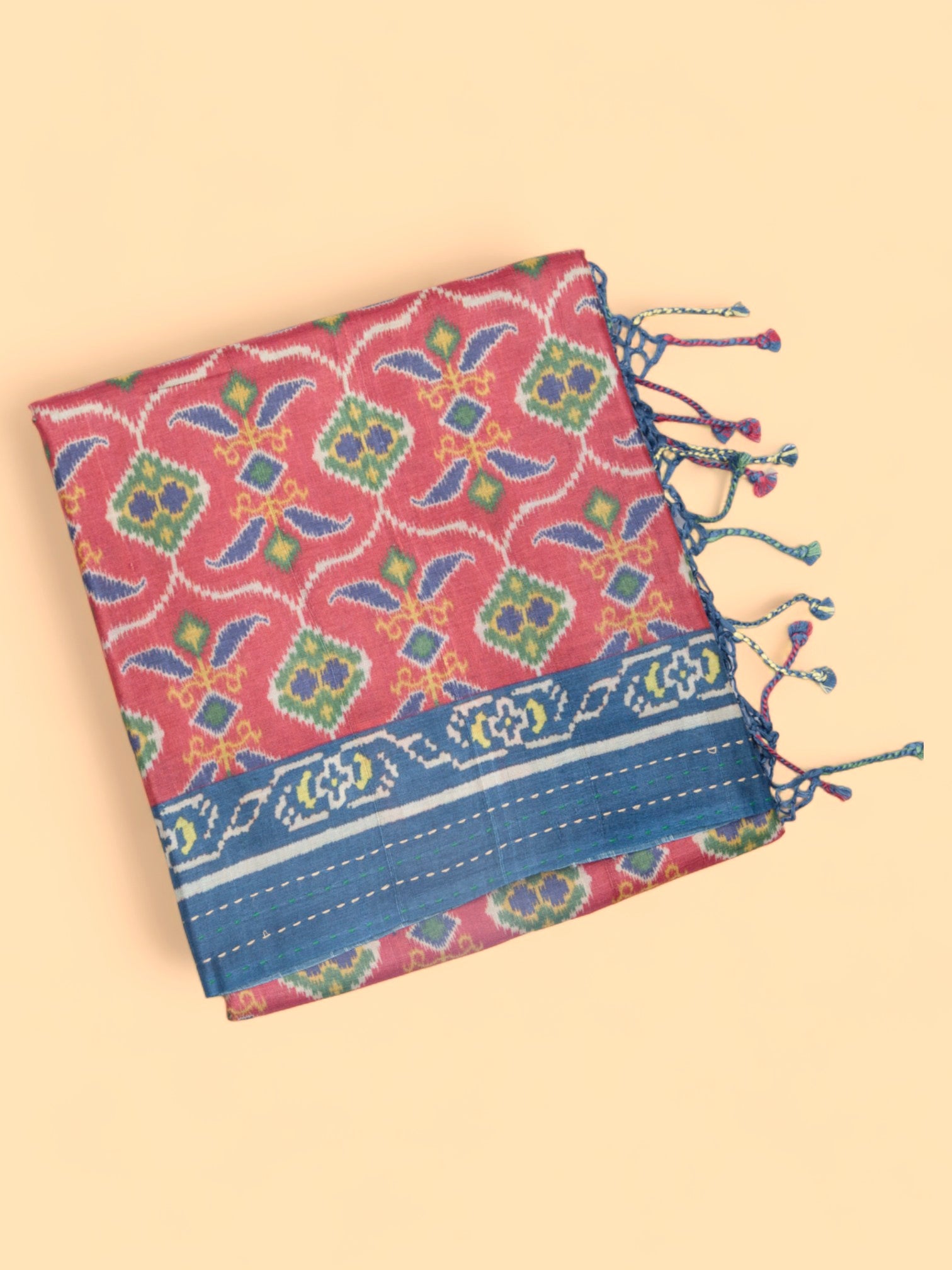 Tussar Printed Pink Saree