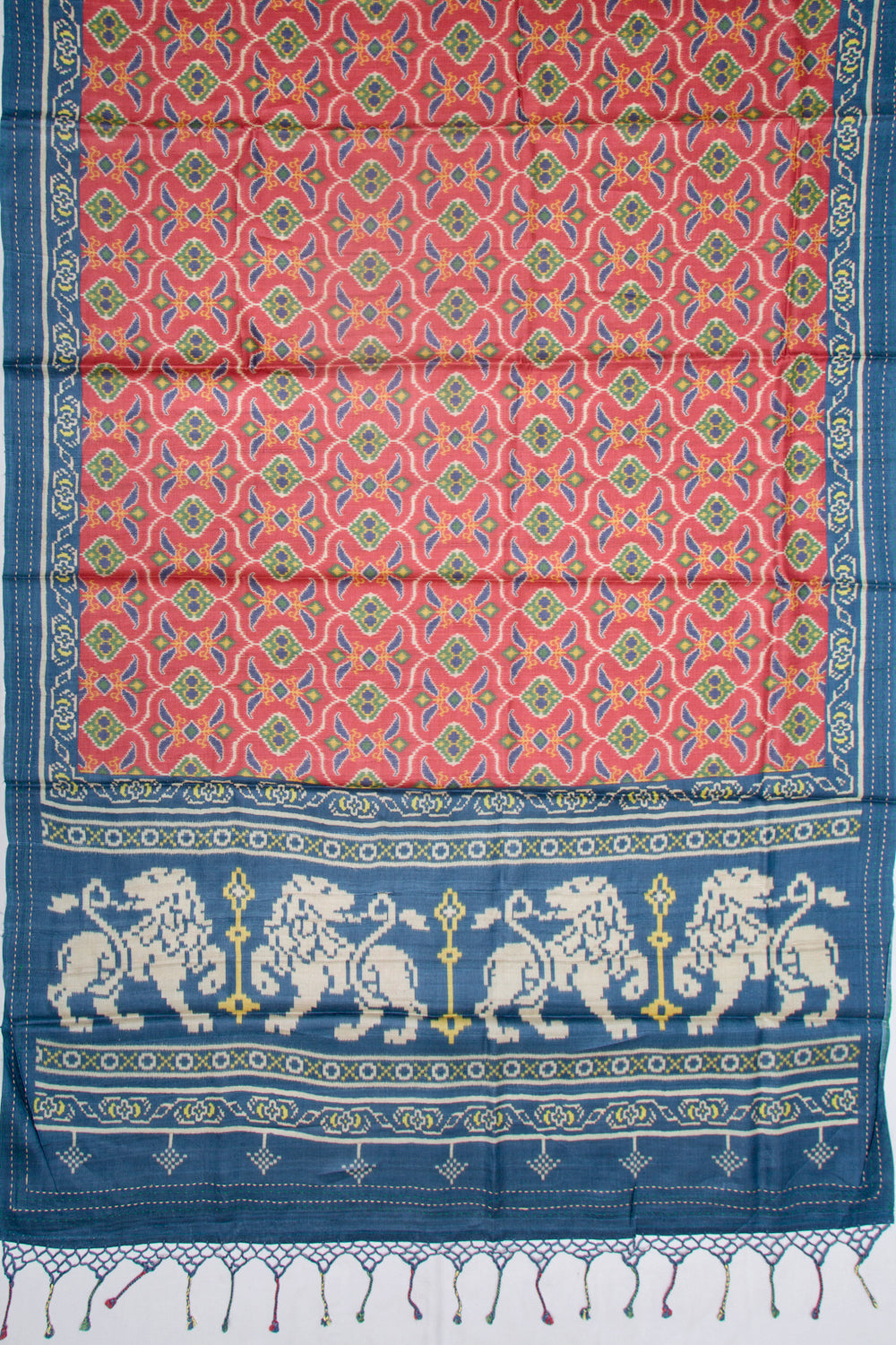 Tussar Printed Pink Saree