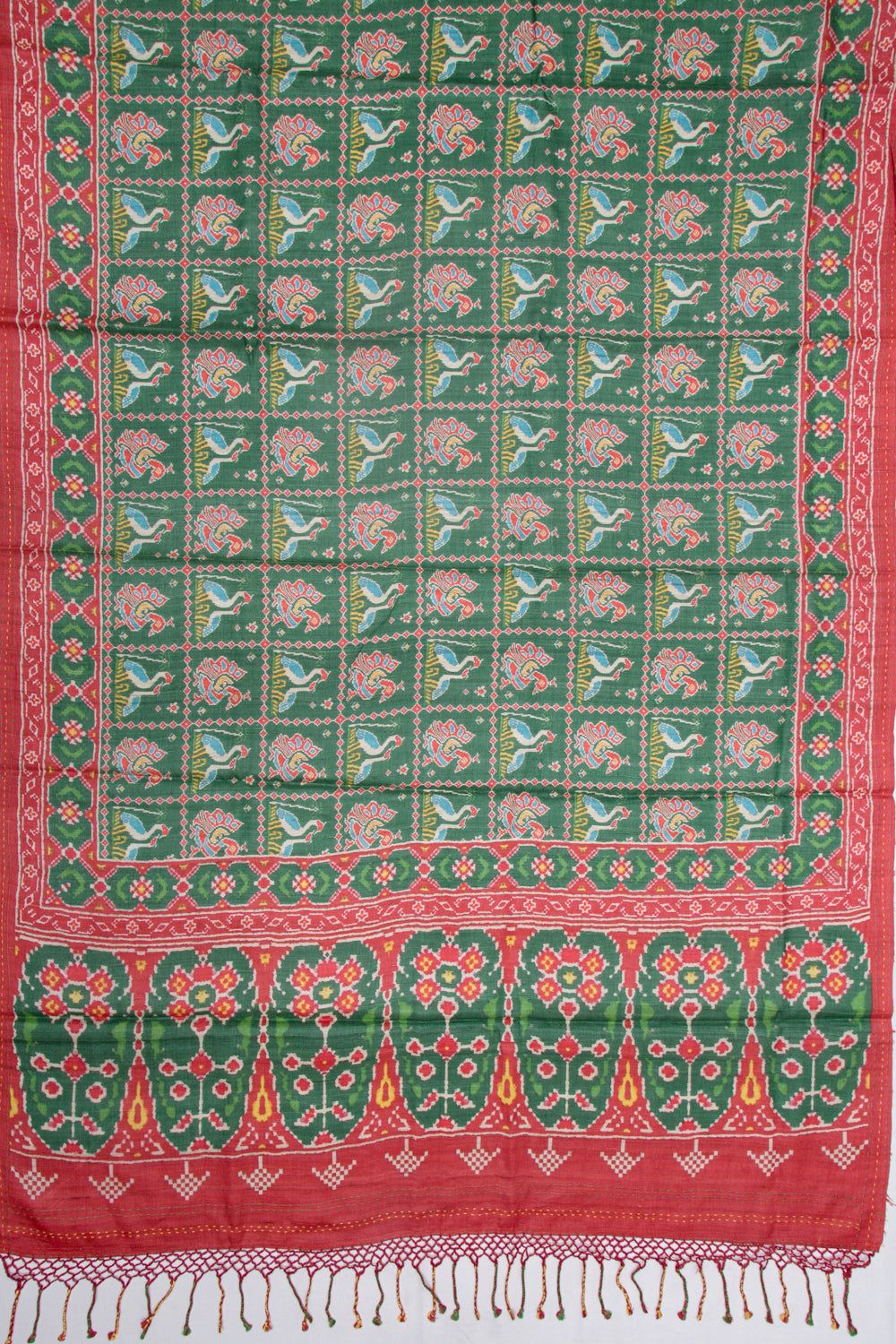 Tussar Printed Bottle Green Saree