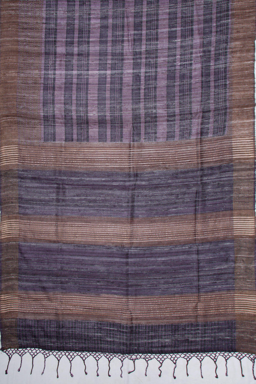 Tussar Horizontal Lines Purple Saree
