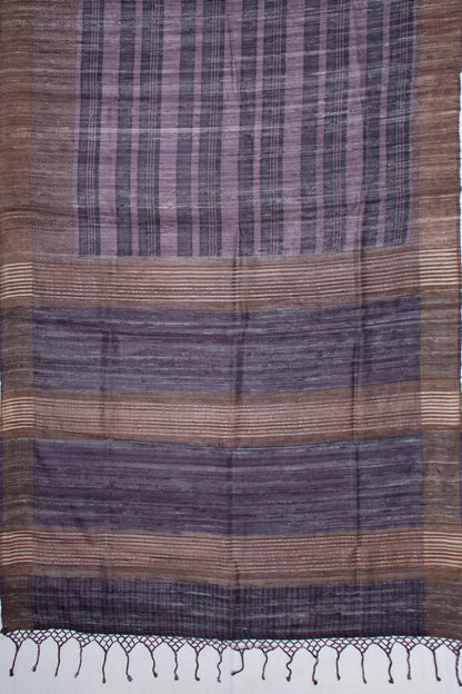 Tussar Horizontal Lines Purple Saree