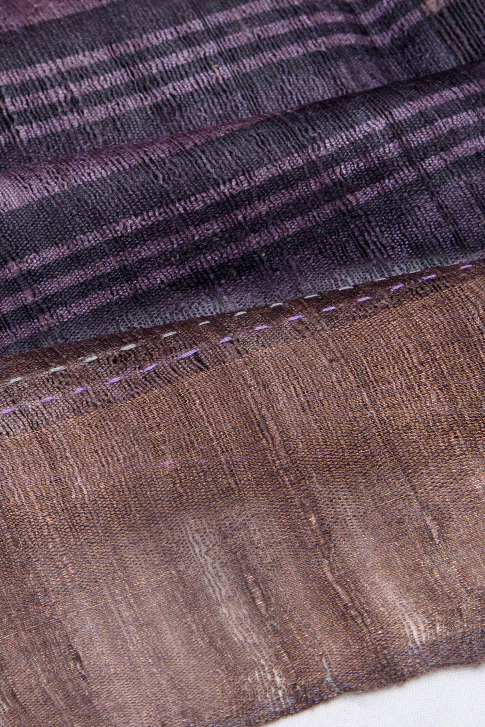 Tussar Horizontal Lines Purple Saree