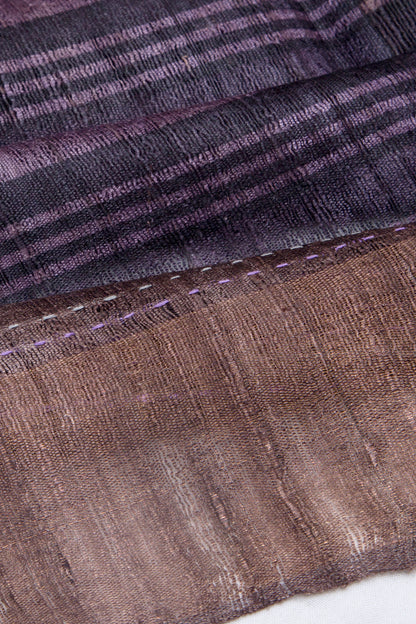 Tussar Horizontal Lines Purple Saree