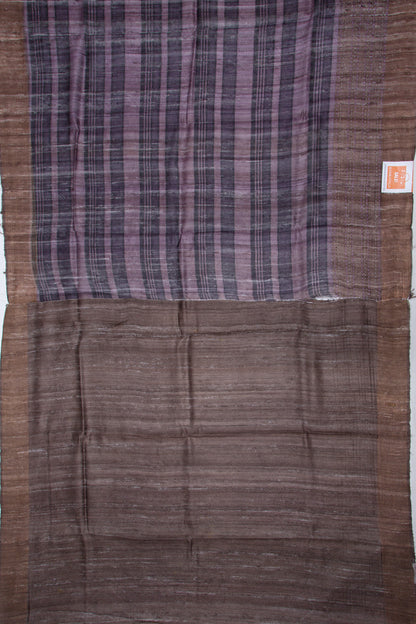 Tussar Horizontal Lines Purple Saree