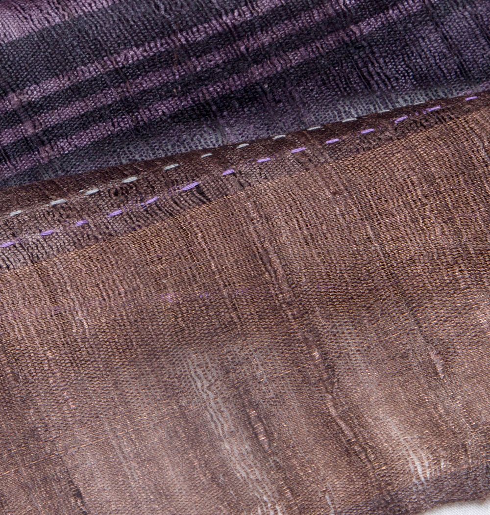 Tussar Horizontal Lines Purple Saree