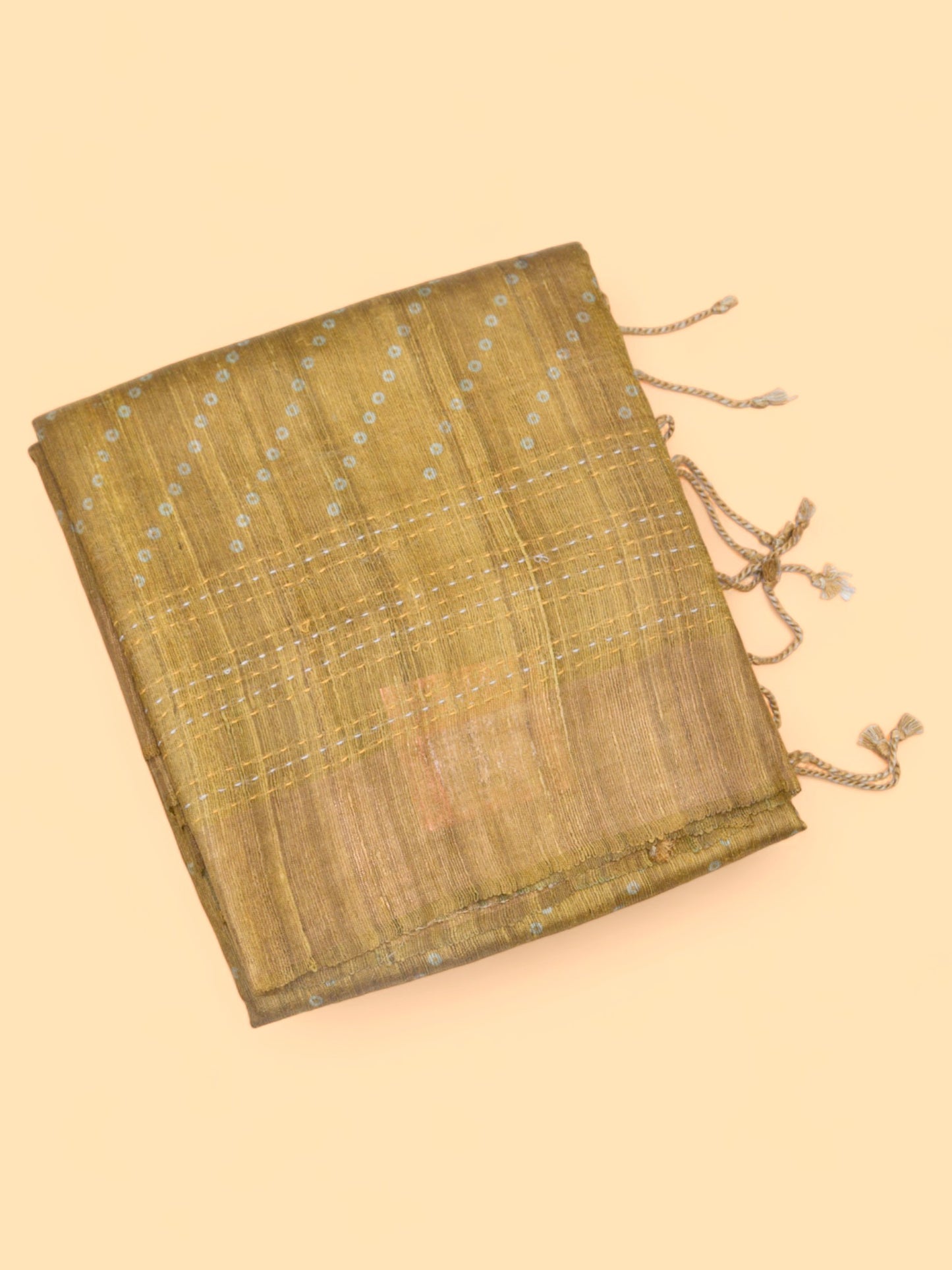 Bhagalpuri Tussar Bandhani Inspired Printed Mustard Yellow Saree