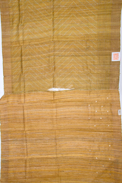 Bhagalpuri Tussar Bandhani Inspired Printed Mustard Yellow Saree