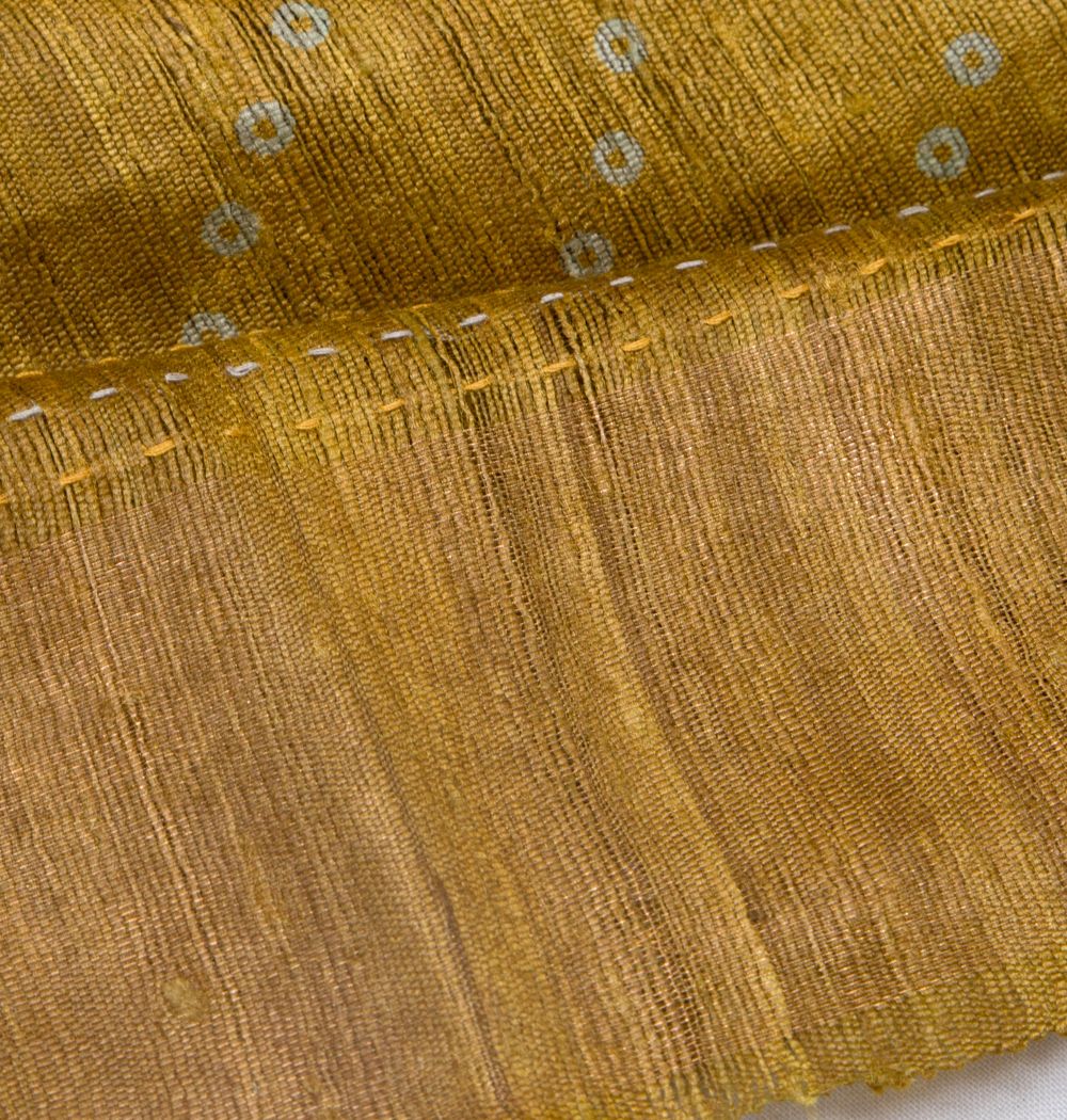 Bhagalpuri Tussar Bandhani Inspired Printed Mustard Yellow Saree