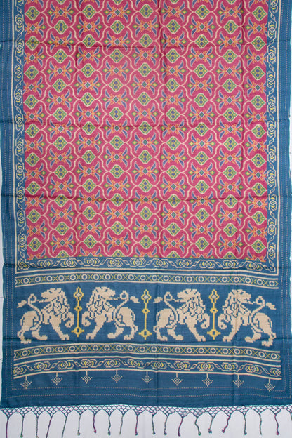 Tussar Printed Pink Saree
