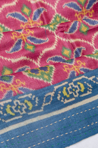 Tussar Printed Pink Saree