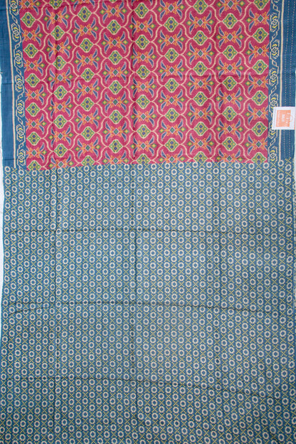 Tussar Printed Pink Saree