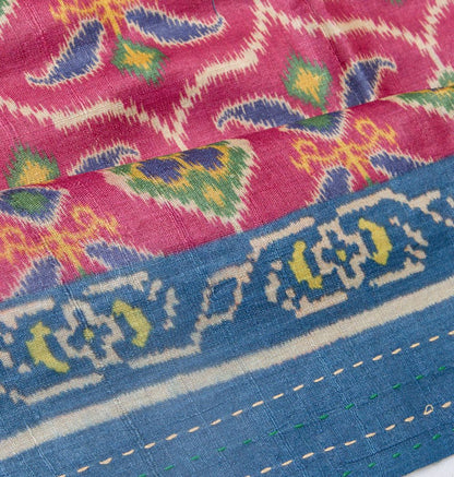 Tussar Printed Pink Saree