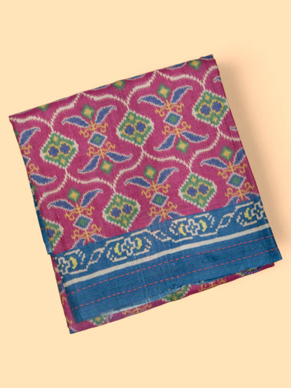 Tussar Printed Pink Saree