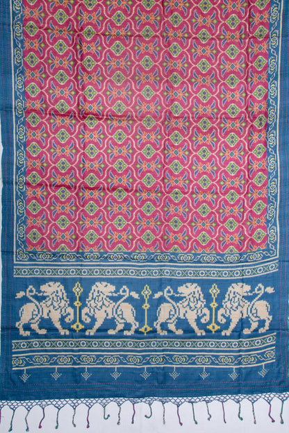 Tussar Printed Pink Saree