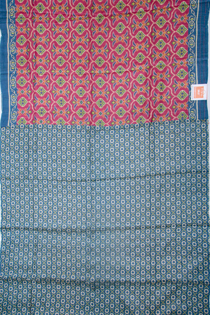 Tussar Printed Pink Saree