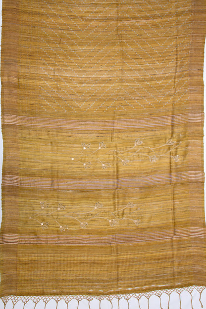 Bhagalpuri Tussar Printed Mustard Yellow Saree