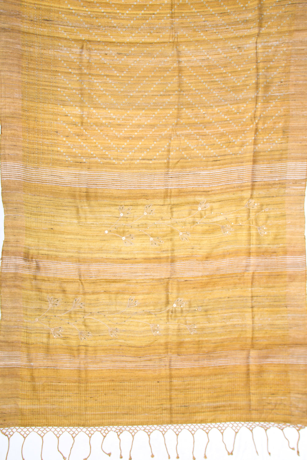 Bhagalpuri Tussar Bandhani Inspired Mustard Yellow Saree