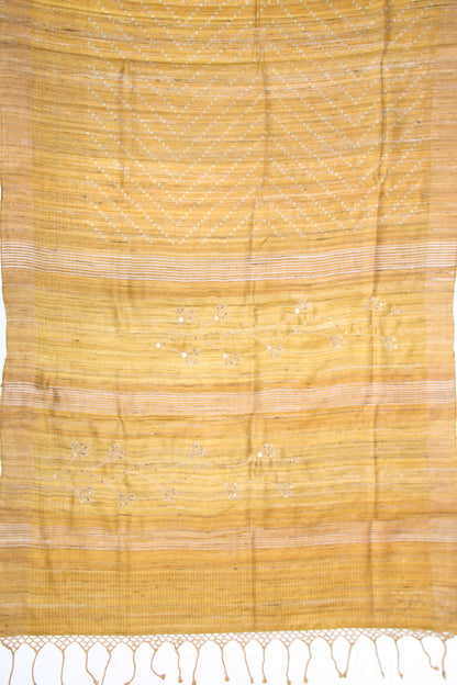 Bhagalpuri Tussar Bandhani Inspired Mustard Yellow Saree