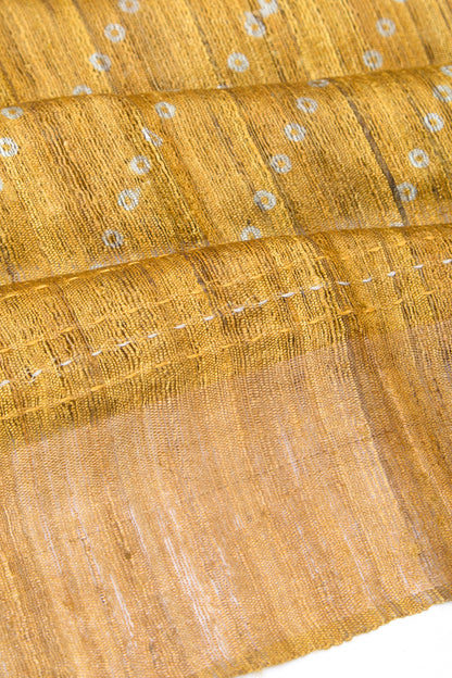 Bhagalpuri Tussar Bandhani Inspired Mustard Yellow Saree