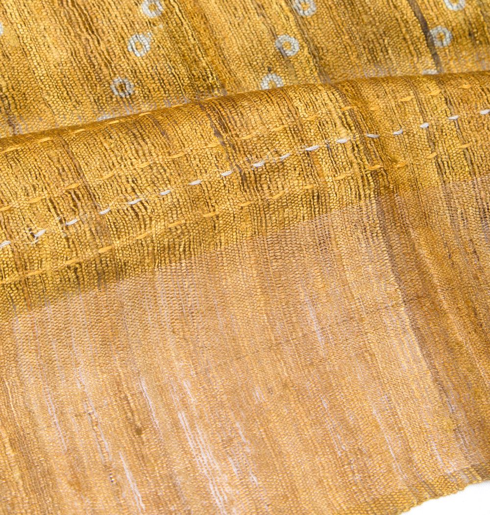 Bhagalpuri Tussar Bandhani Inspired Mustard Yellow Saree