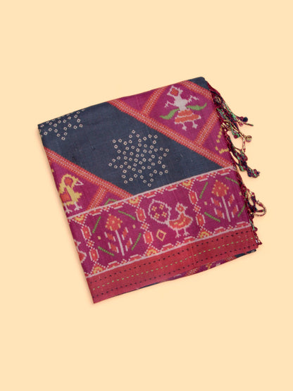 Tussar Printed Black Saree