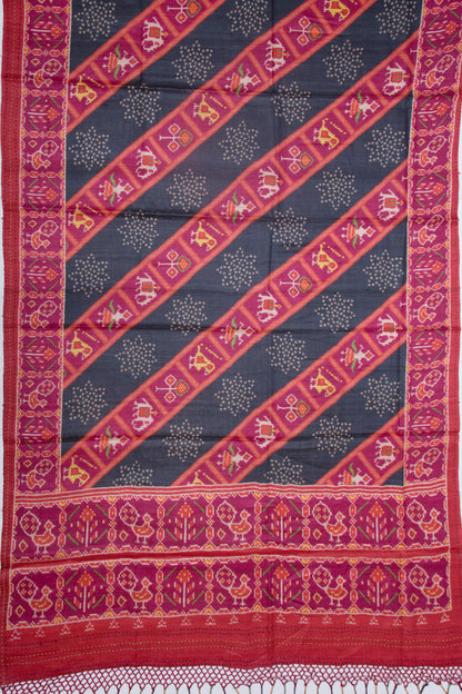 Tussar Printed Black Saree