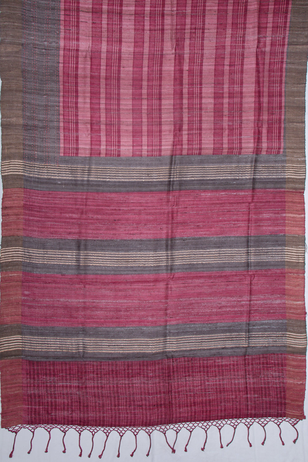 Tussar Horizontal Lines Purple Saree