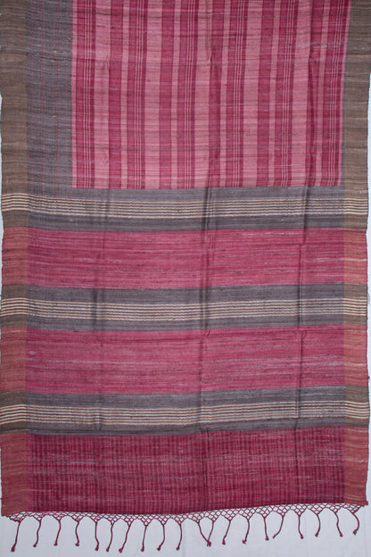 Tussar Horizontal Lines Purple Saree