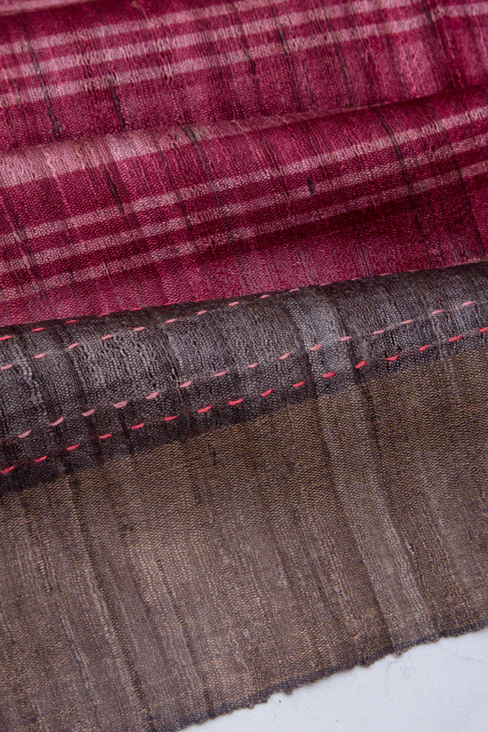 Tussar Horizontal Lines Purple Saree
