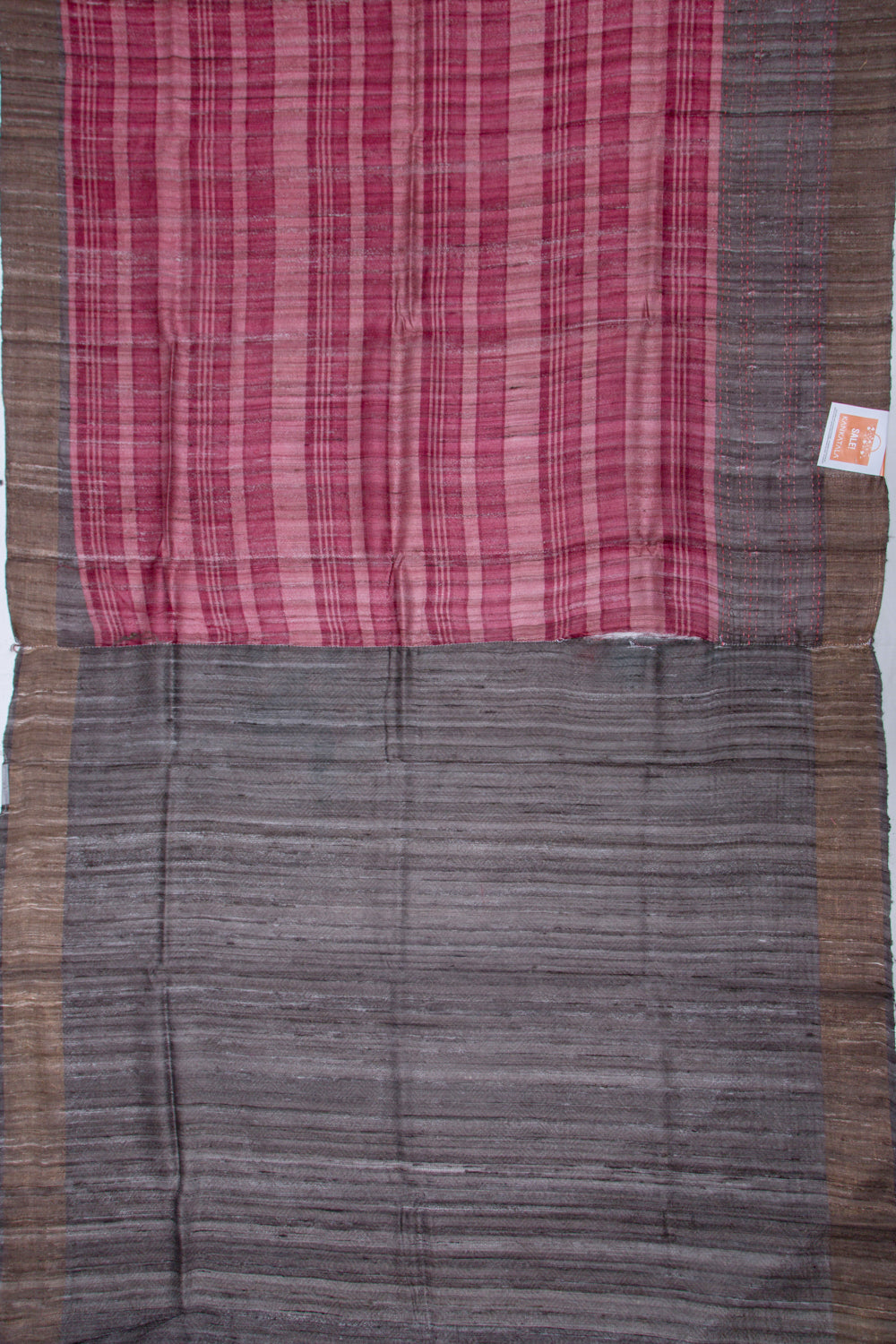 Tussar Horizontal Lines Purple Saree