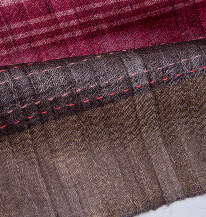 Tussar Horizontal Lines Purple Saree