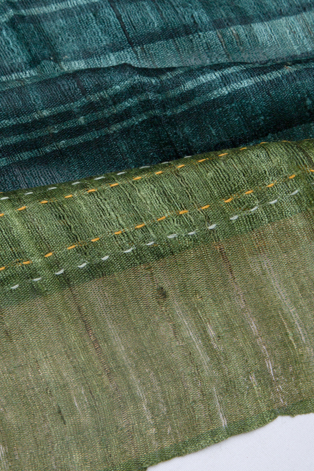 Tussar Horizontal Lines Green Saree