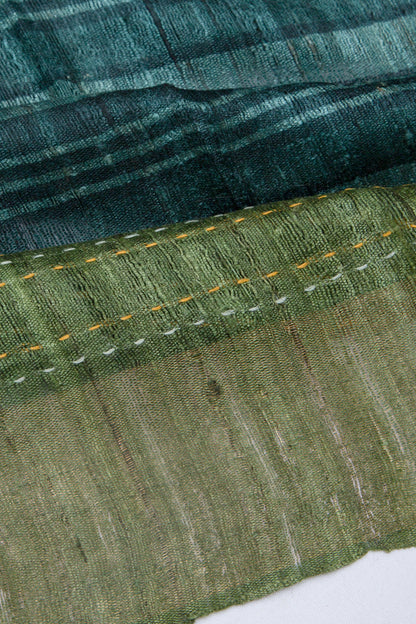 Tussar Horizontal Lines Green Saree