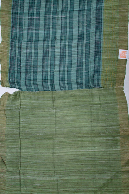 Tussar Horizontal Lines Green Saree