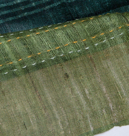 Tussar Horizontal Lines Green Saree