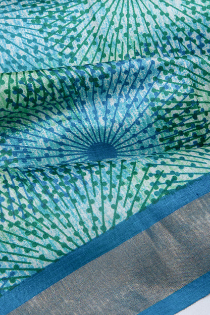 Tussar Printed Green Saree