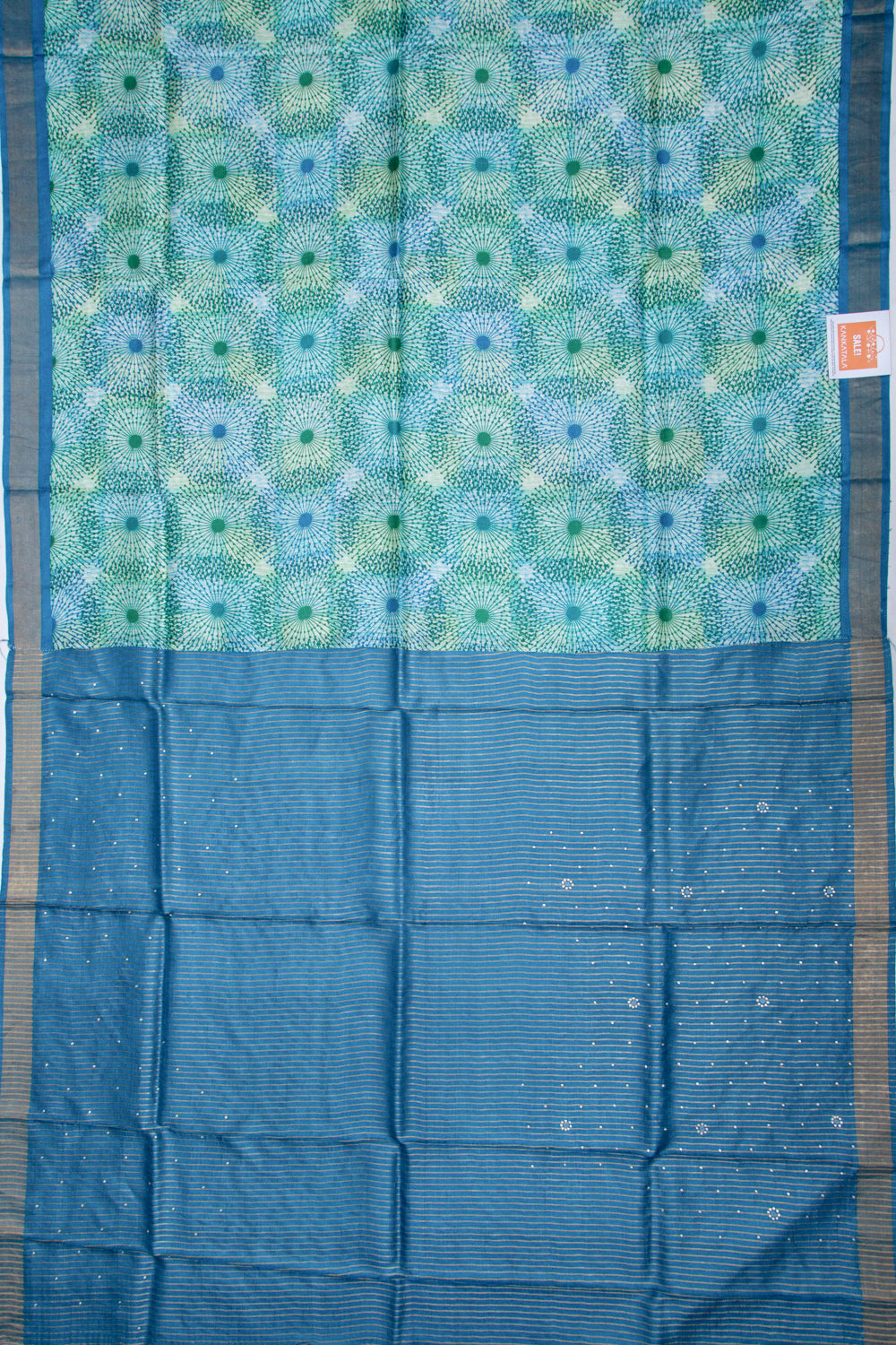 Tussar Printed Green Saree