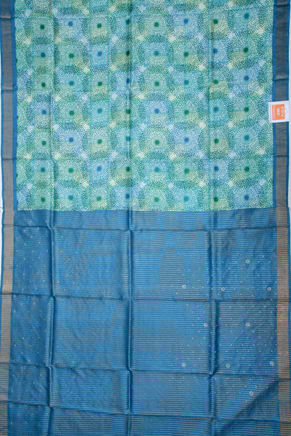 Tussar Printed Green Saree