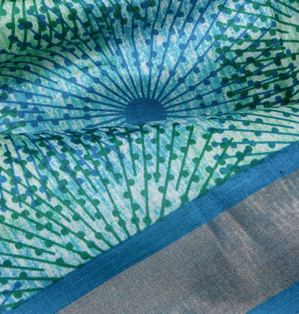 Tussar Printed Green Saree