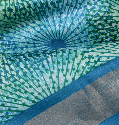 Tussar Printed Green Saree