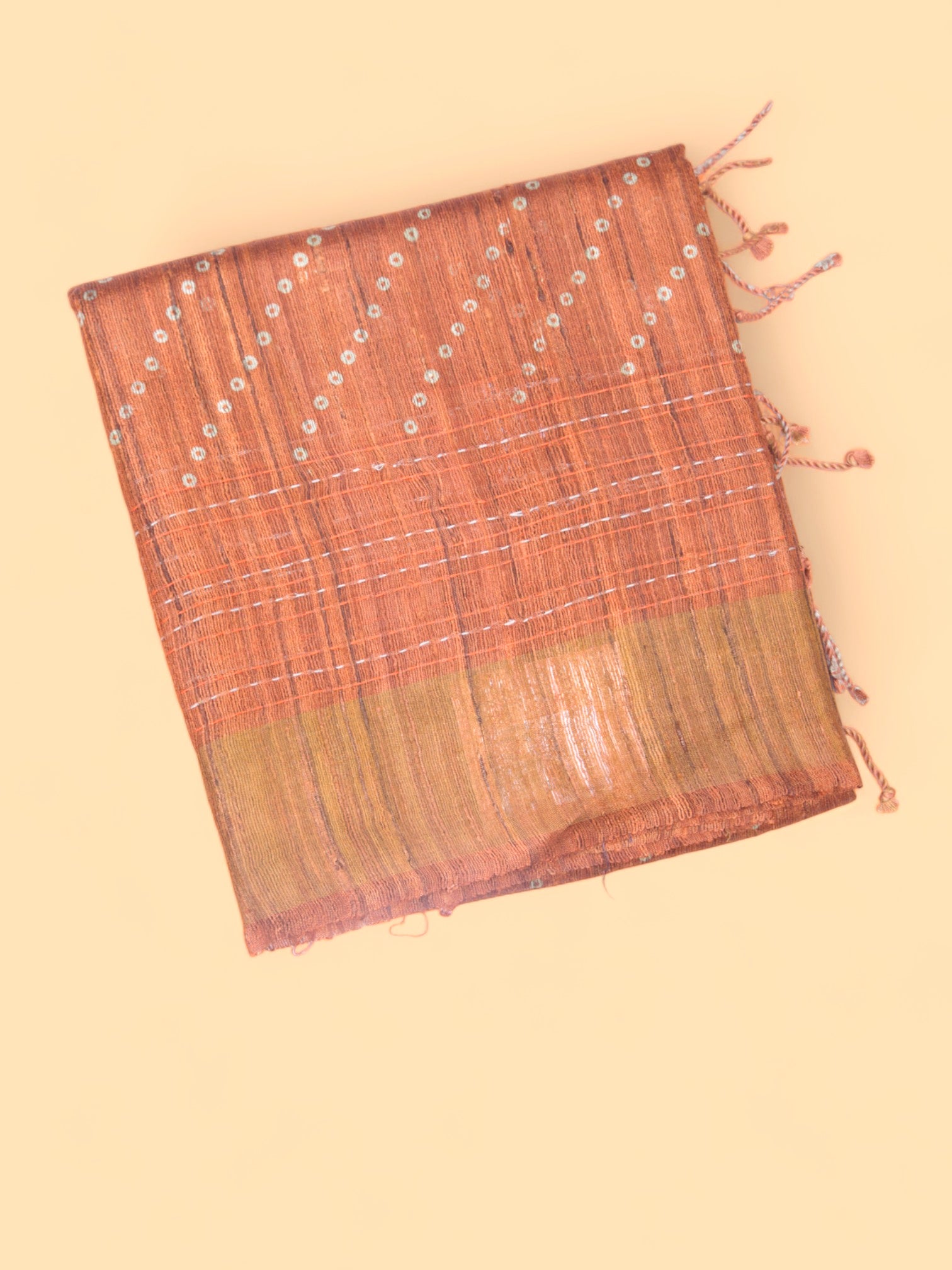 Bhagalpuri Tussar Bandhani Inspired Orange Saree